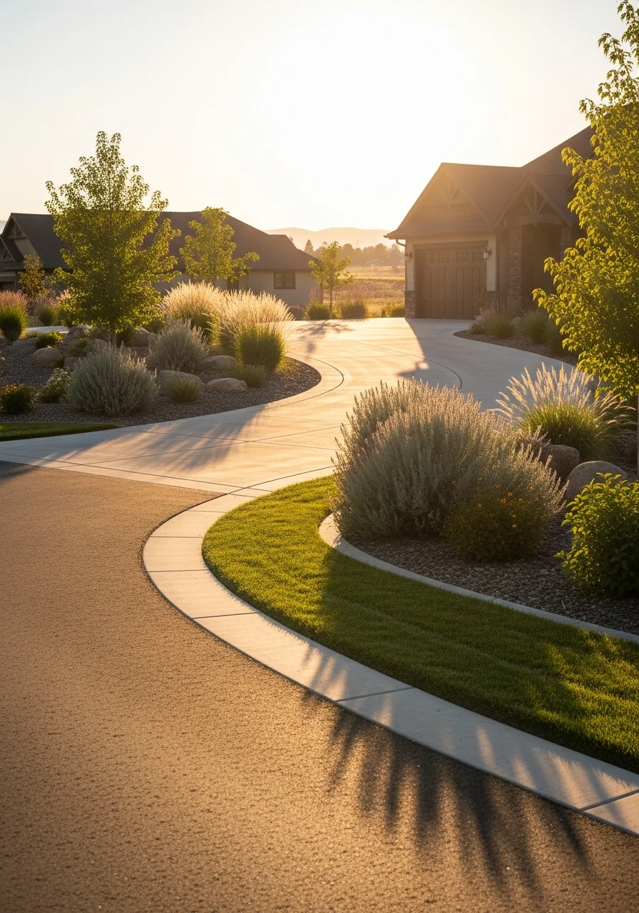 Fruitland property driveway and entrance with natural landscaping.