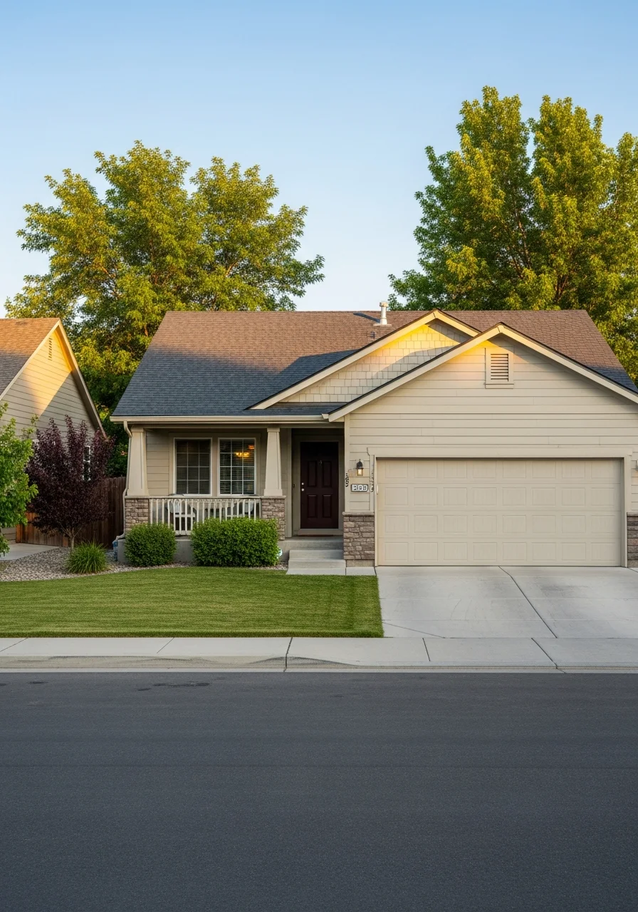 Nampa home exterior with established landscaping and neighborhood setting.